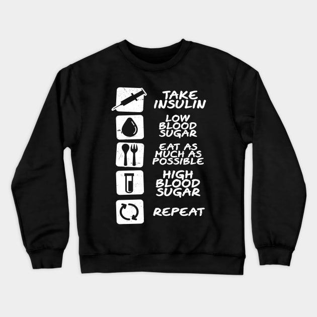 Type 1 Diabetes Shirt | Insulin Eat Repeat Gift Crewneck Sweatshirt by Gawkclothing